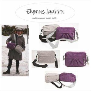 Laukussa on vetoketjutaskun joko laskoksilla tai ilman laskoksia. Sivukappale levenee ylhäältä alaspäin. Näin saatiin laukusta tilavampi ja pohjasta suurempi. Laukun koko on 28 x 20 cm. Laukun sisälle tehtiin tasku ilman vetoketjua.