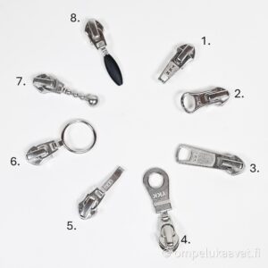 YKK metrivetoketjun vetimet sopivat kaikkiin 6 mm spiraaliketjuihin