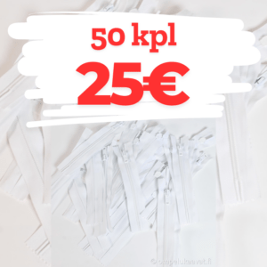 50 kpl vetoketjuja 25€ Teollisuudenylijäämä vetoketjut 6 mm valkoinen