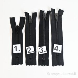 musta lyhyt vetoketju