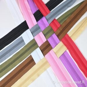 metrivetoketju monta väriä YKK metrivetoketju 6 mm