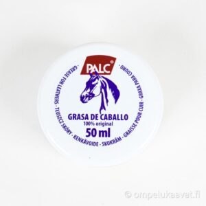 Palc Grasa de Caballo kenkävoide 50 ml Sopii käytettäväksi nahkakenkien rasvaamiseen. Voide sopii pintanahkalle. Nahkavoide tekee nahasta joustavampaa ja vedenpitävämpää.