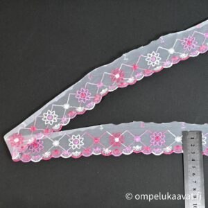 Teollisuudenylijäämä pitsi punaisensävyt 3 cm