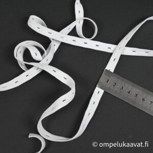 Teollisuudenylijäämä reikäkuminauha valkoinen 1cm