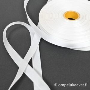 Teollisuudenylijäämä satiininauha, valkoinen 1 cm